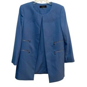 Tahari Arthur S Levine Women's Zip Pockets Jacket Blue‎ 12